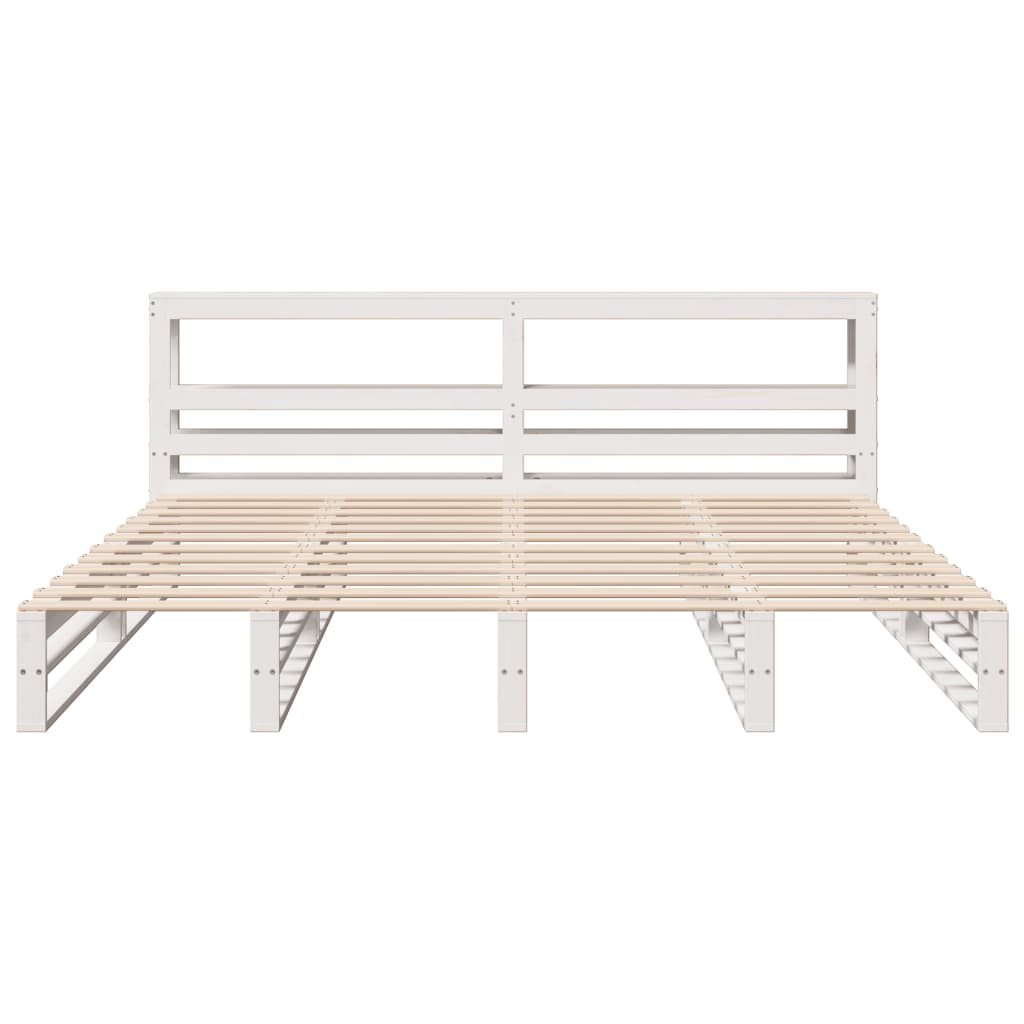 Cadre de lit sans matelas blanc 200x200 cm bois massif de pin - XIOS