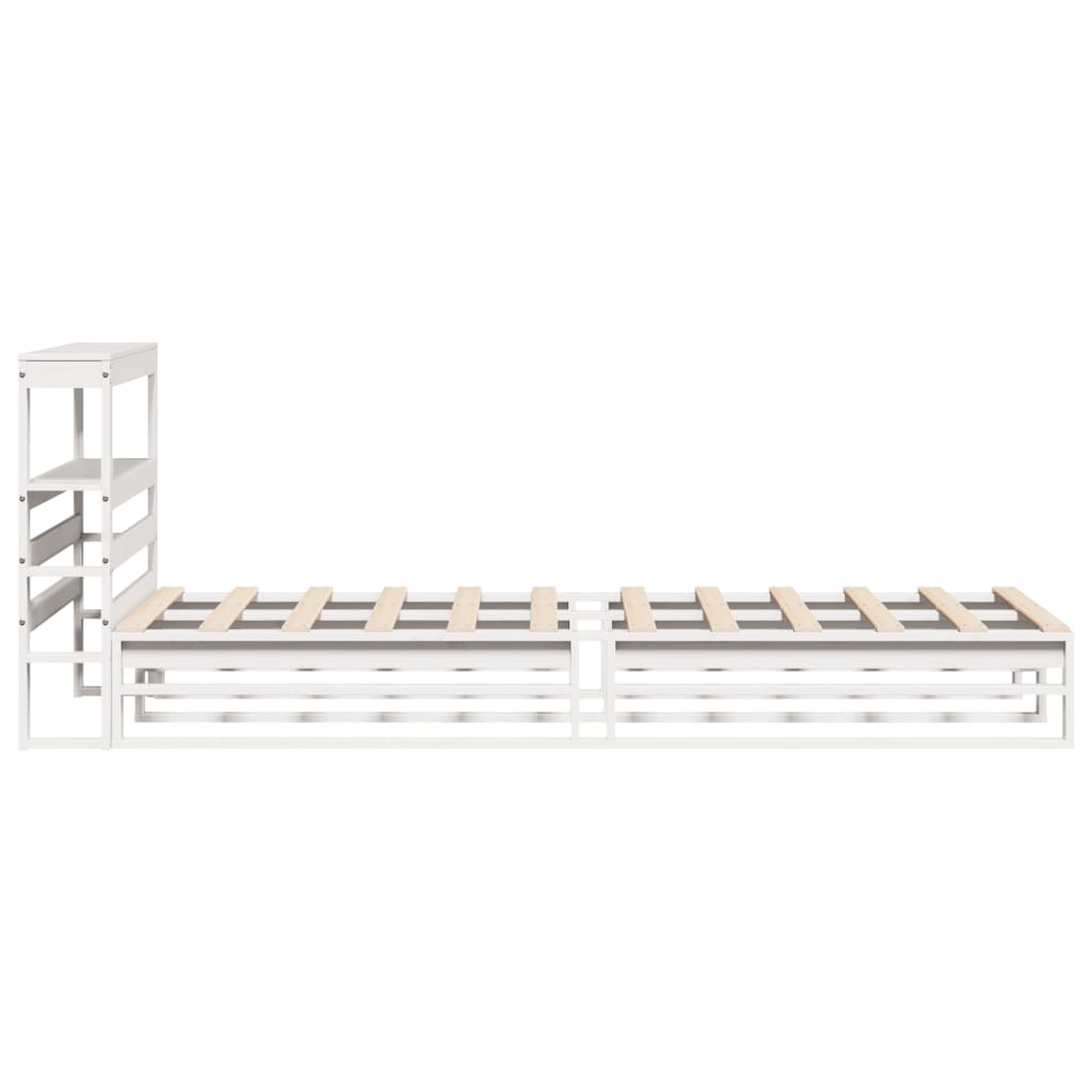 Cadre de lit sans matelas blanc 75x190 cm bois de pin massif - XIOS