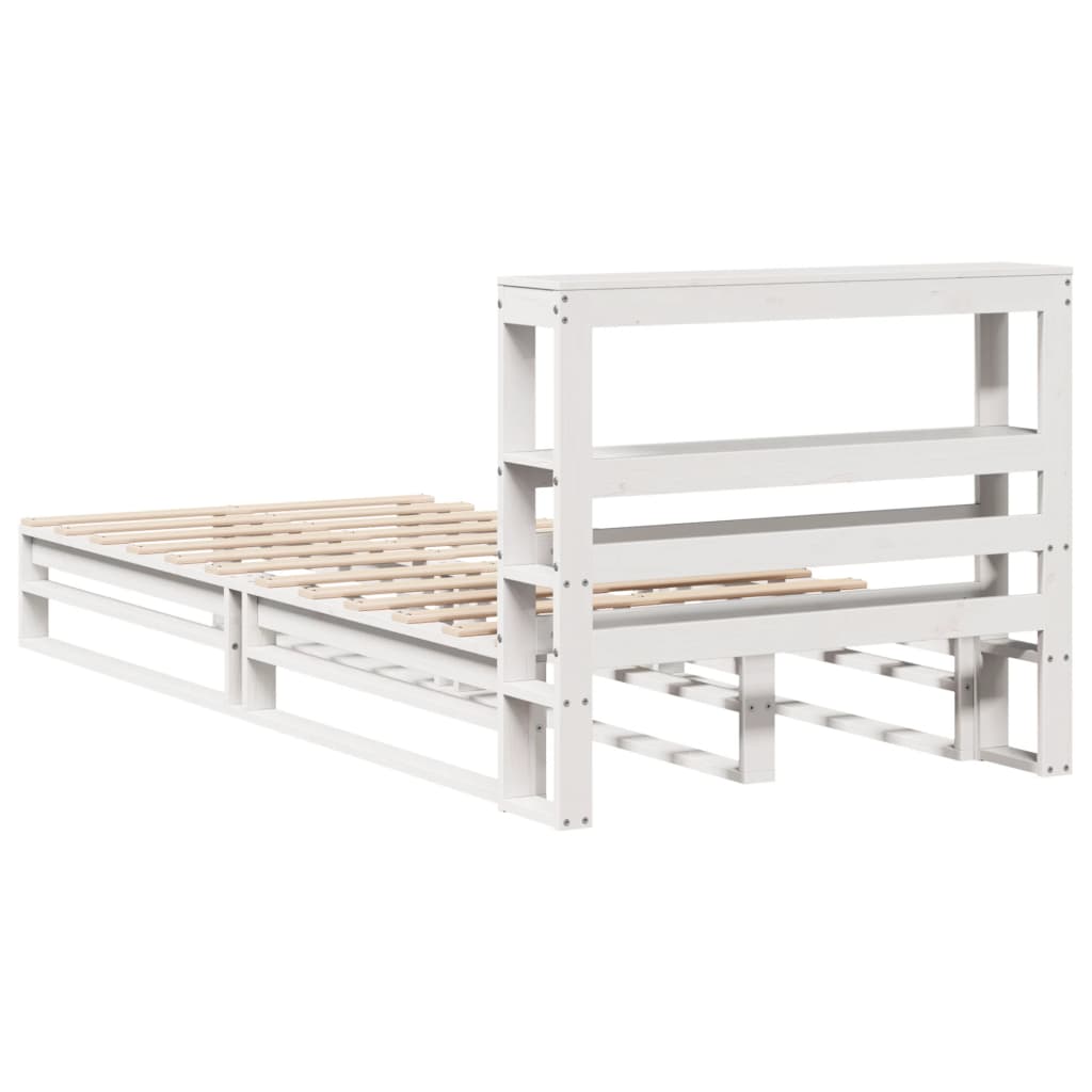 Cadre de lit sans matelas blanc 90x190 cm bois de pin massif - XIOS