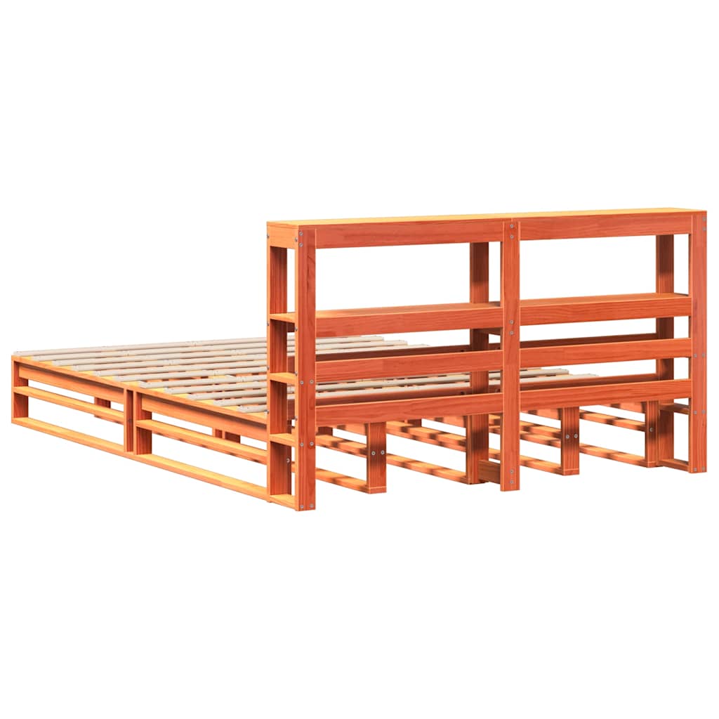 Cadre de lit sans matelas cire marron 140x190cm bois pin massif - XIOS