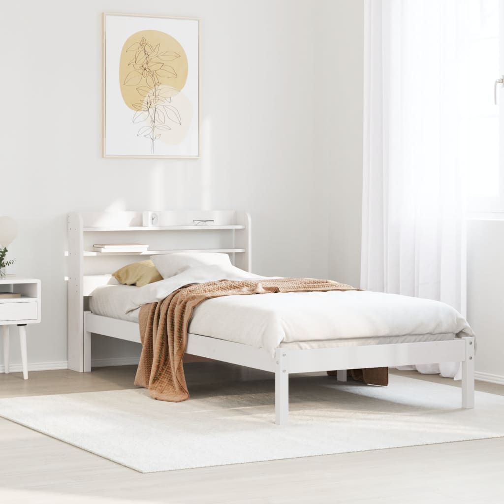 Cadre de lit sans matelas blanc 75x190 cm bois de pin massif - XIOS
