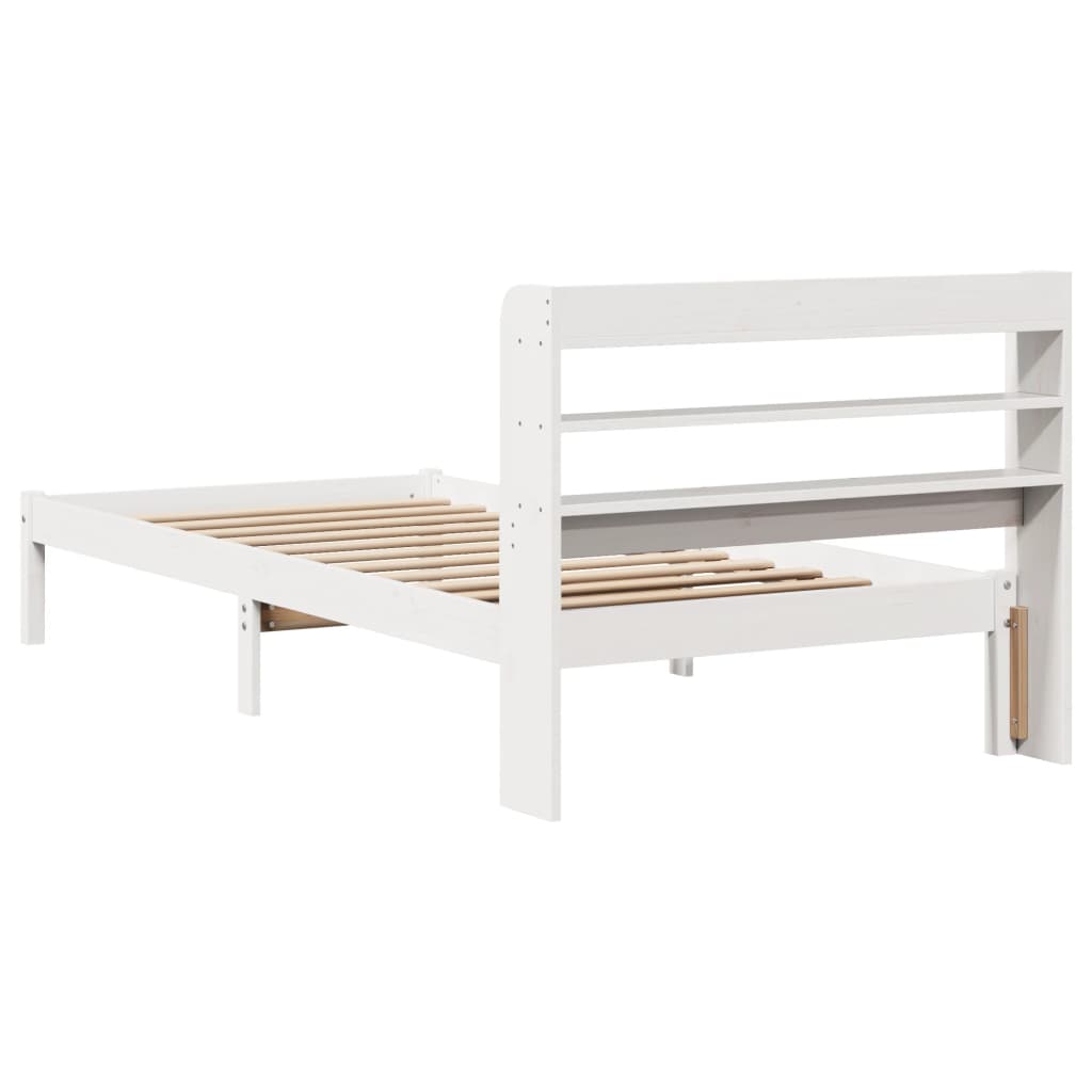 Cadre de lit sans matelas blanc 75x190 cm bois de pin massif - XIOS