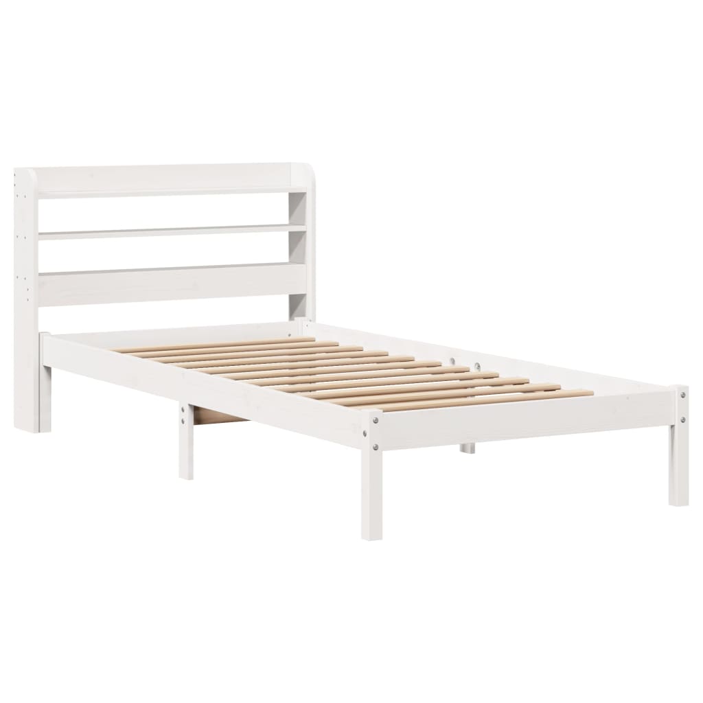 Cadre de lit sans matelas blanc 90x190 cm bois de pin massif - XIOS