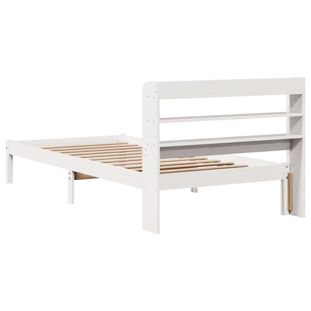 Cadre de lit sans matelas blanc 90x190 cm bois de pin massif - XIOS