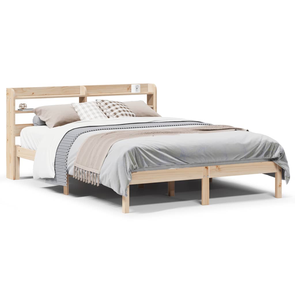 Cadre de lit sans matelas 135x190 cm bois de pin massif - XIOS