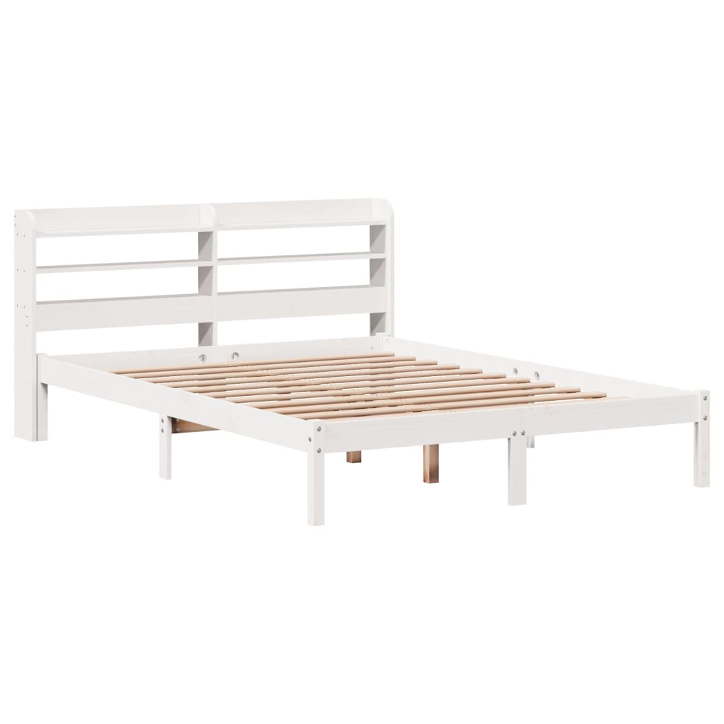 Cadre de lit sans matelas blanc 135x190 cm bois de pin massif - XIOS