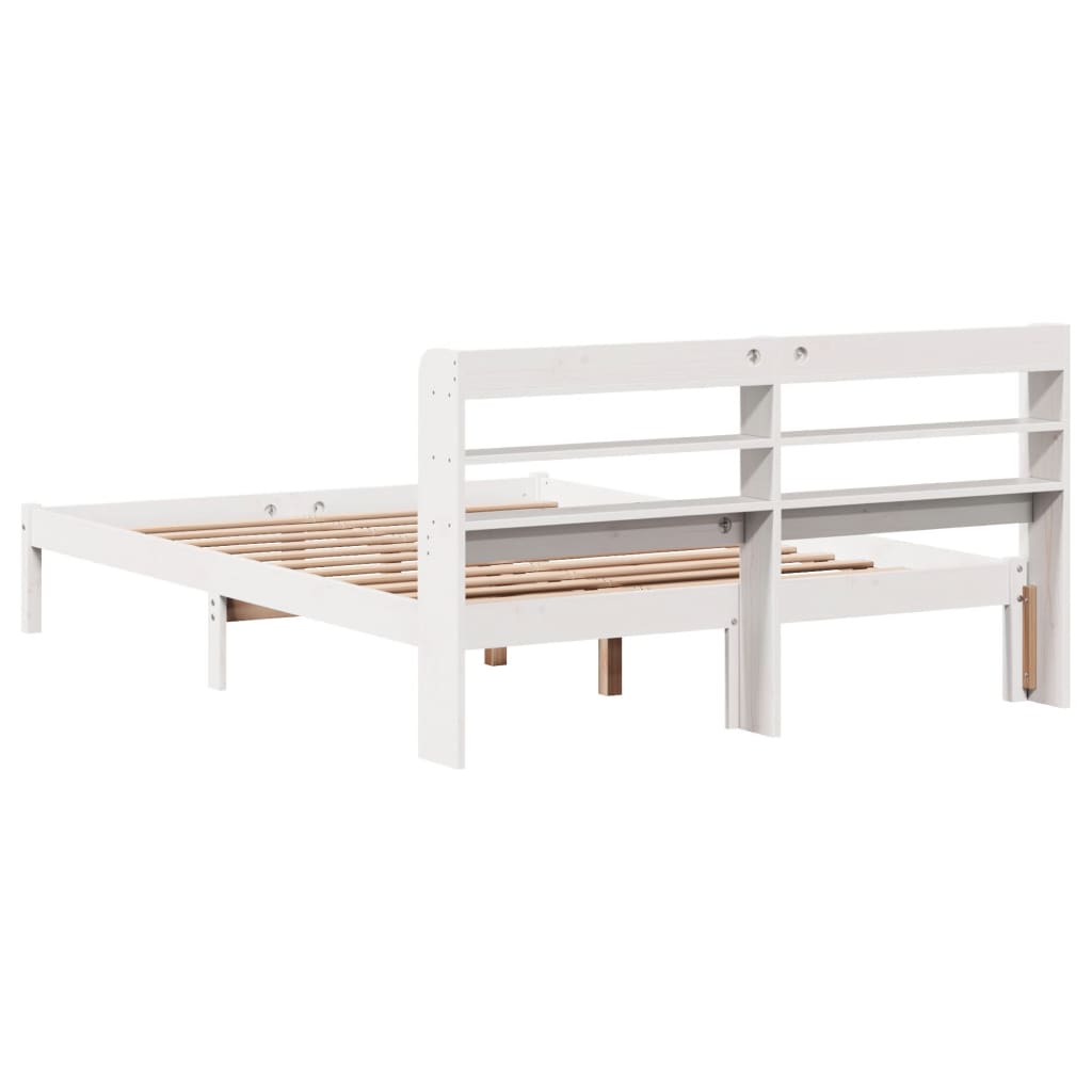 Cadre de lit sans matelas blanc 135x190 cm bois de pin massif - XIOS
