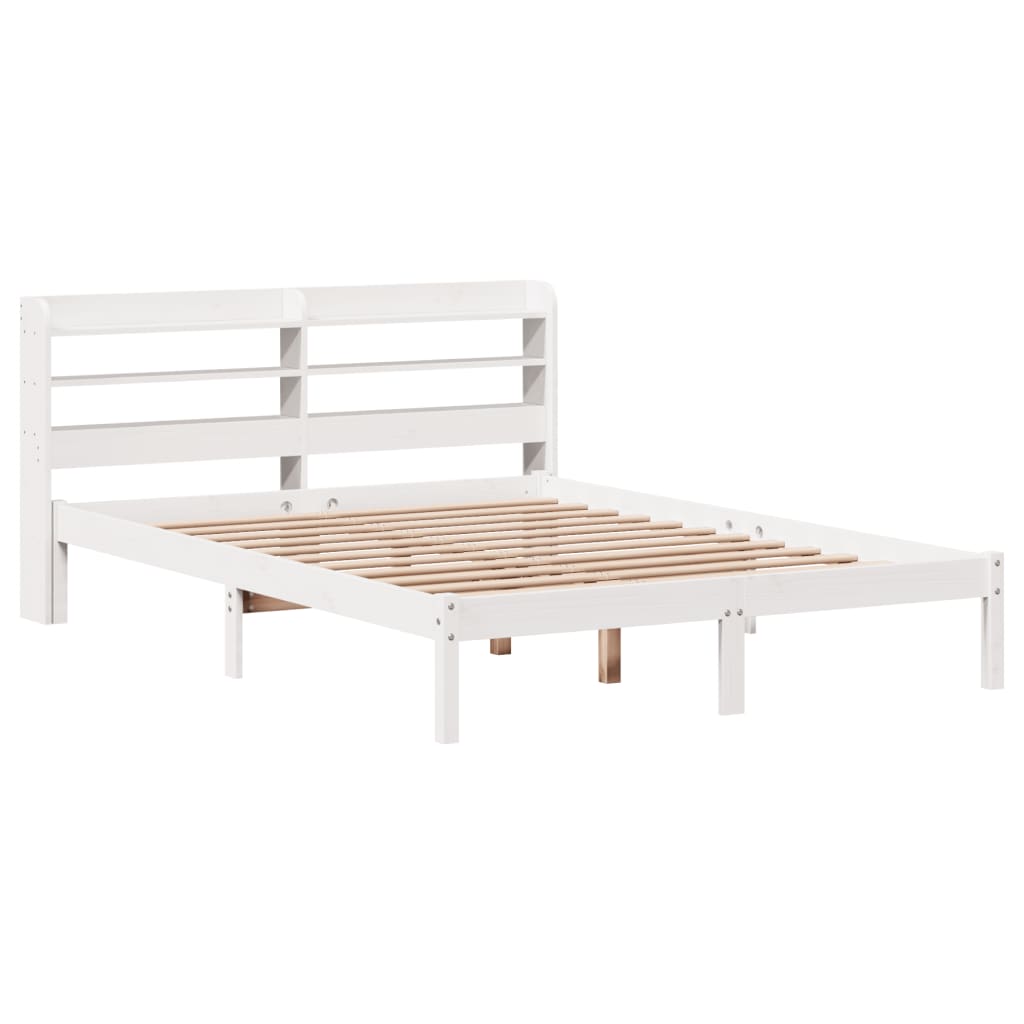 Cadre de lit sans matelas blanc 140x200 cm bois de pin massif - XIOS