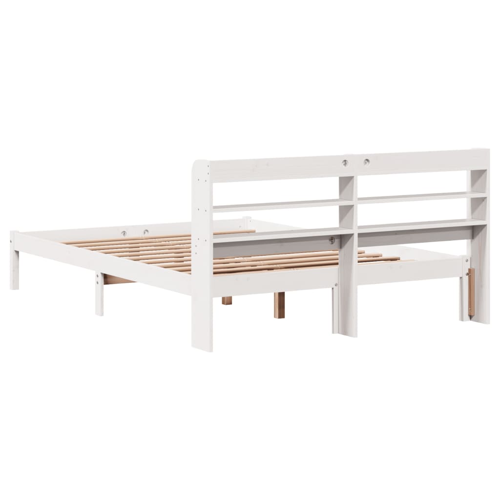 Cadre de lit sans matelas blanc 140x200 cm bois de pin massif - XIOS