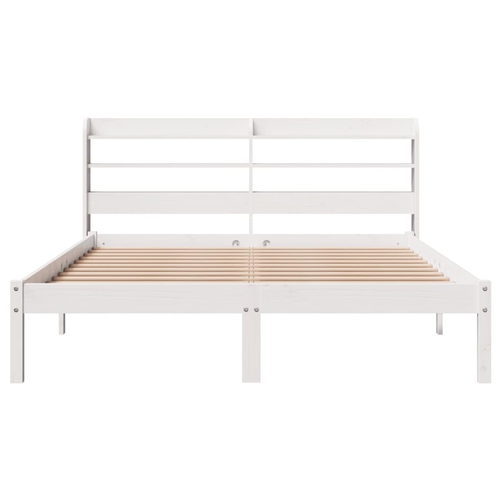 Cadre de lit sans matelas blanc 160x200 cm bois de pin massif - XIOS