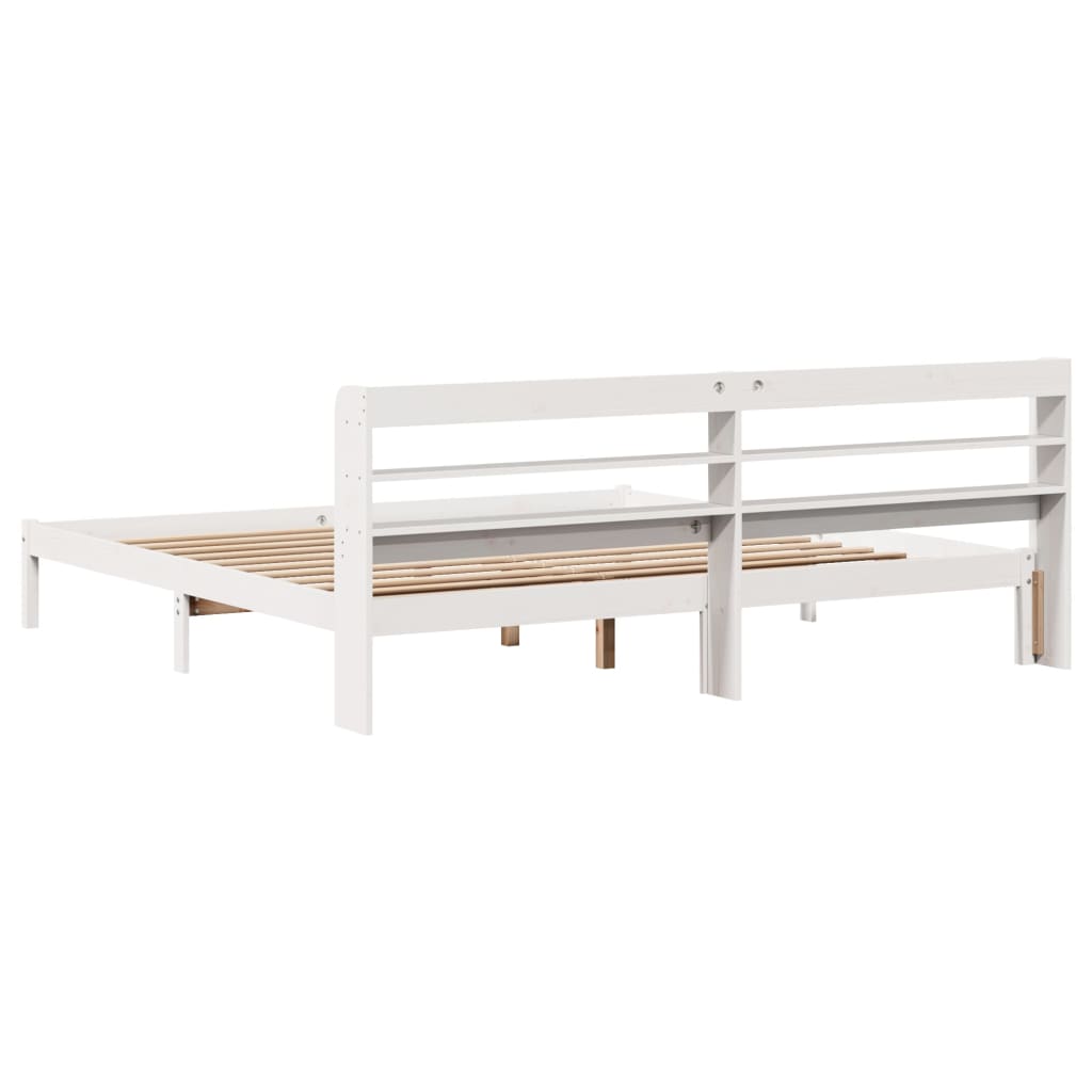 Cadre de lit sans matelas blanc 180x200 cm bois massif de pin - XIOS