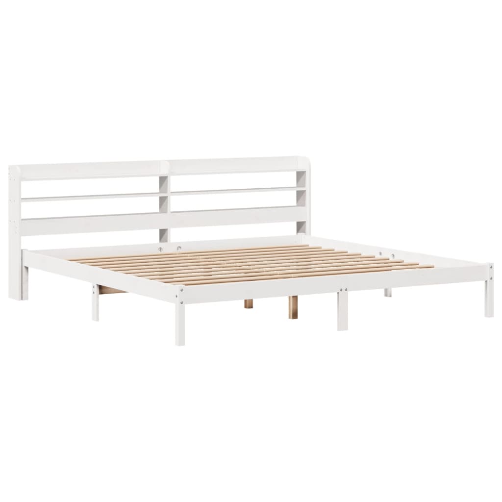 Cadre de lit sans matelas blanc 200x200 cm bois massif de pin - XIOS
