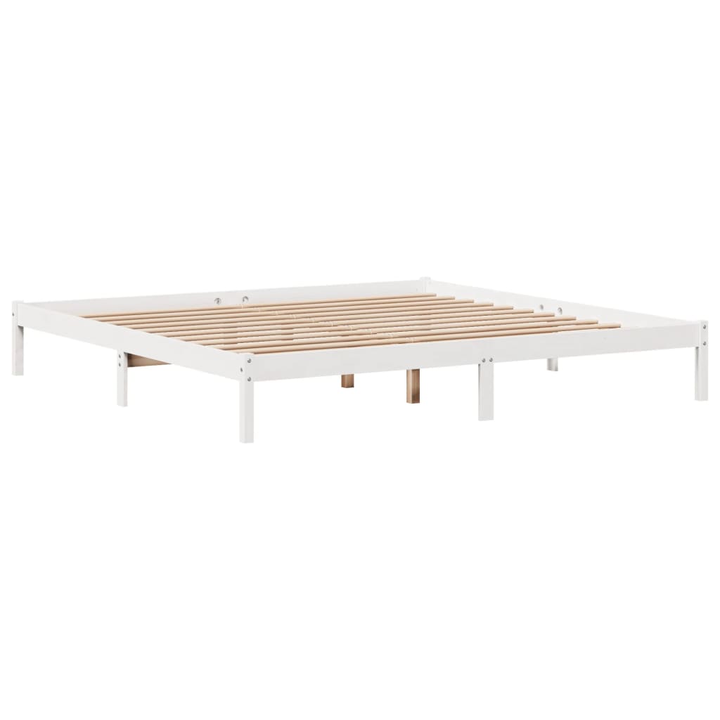 Cadre de lit sans matelas blanc 200x200 cm bois massif de pin - XIOS