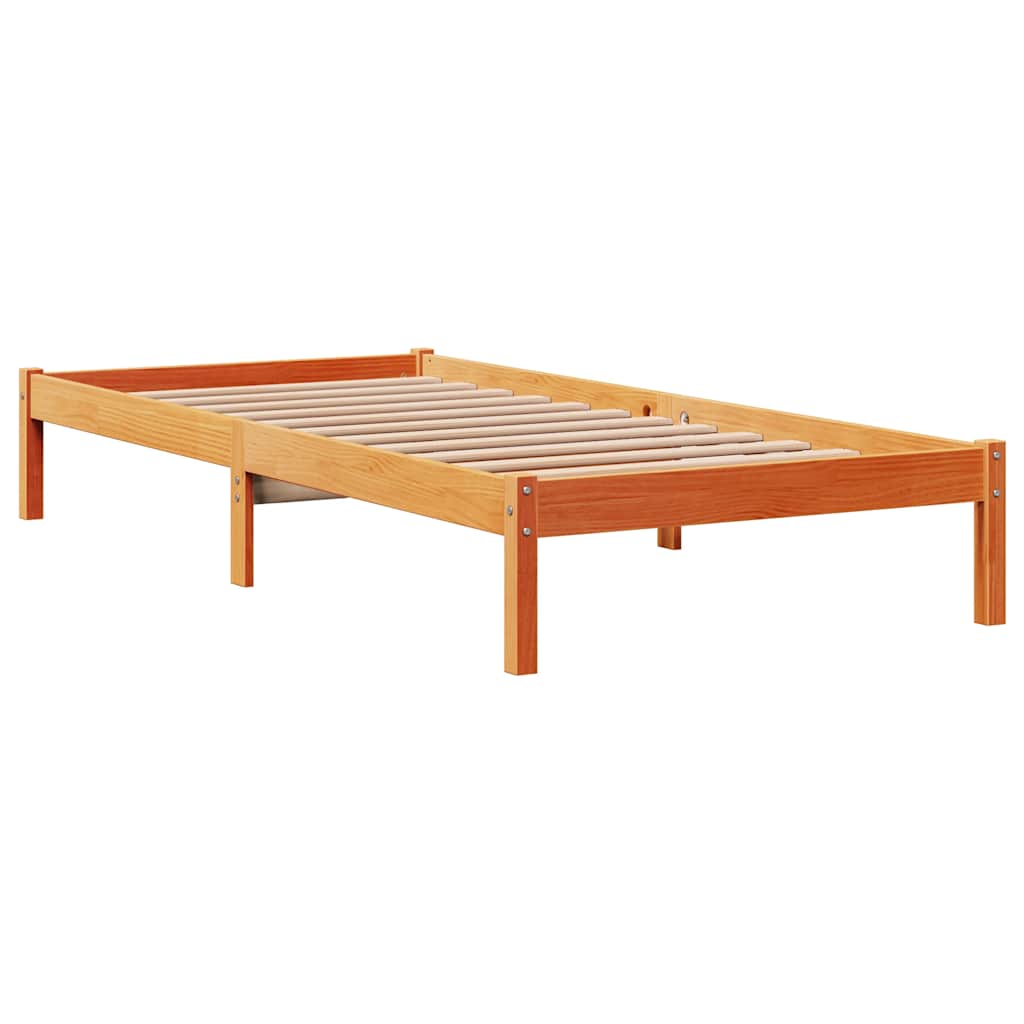 Cadre de lit avec tête de lit sans matelas cire marron 75x190cm - XIOS