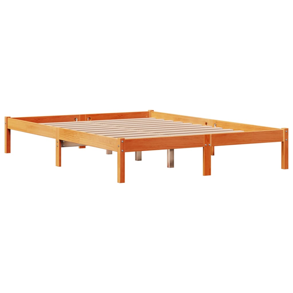 Cadre de lit et tête de lit sans matelas cire marron 140x190 cm - XIOS