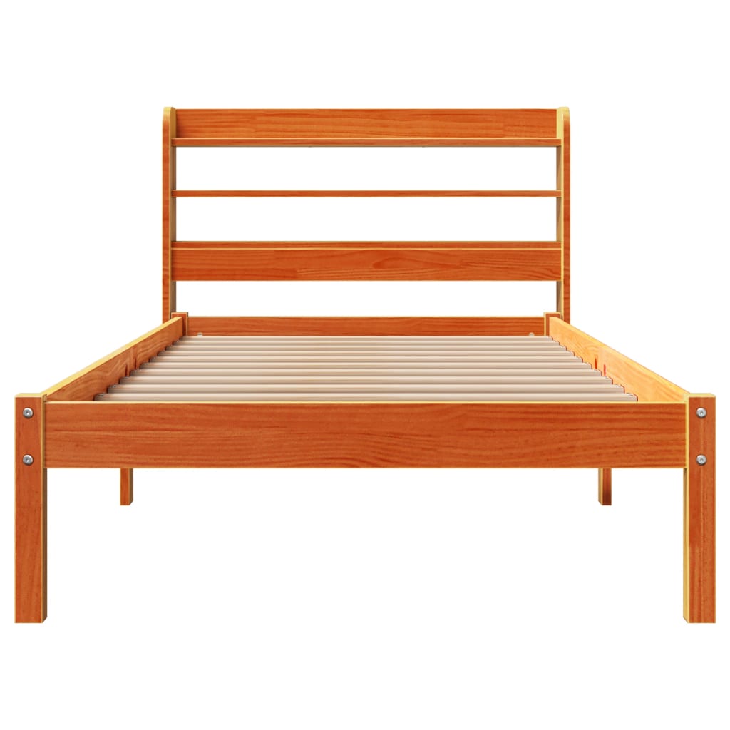 Cadre de lit et tête de lit sans matelas cire marron 100x200 cm - XIOS