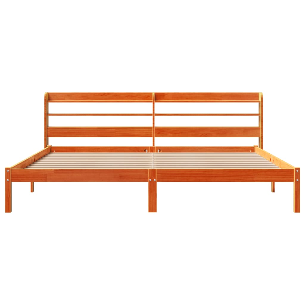 Cadre de lit et tête de lit sans matelas cire marron 180x200 cm - XIOS