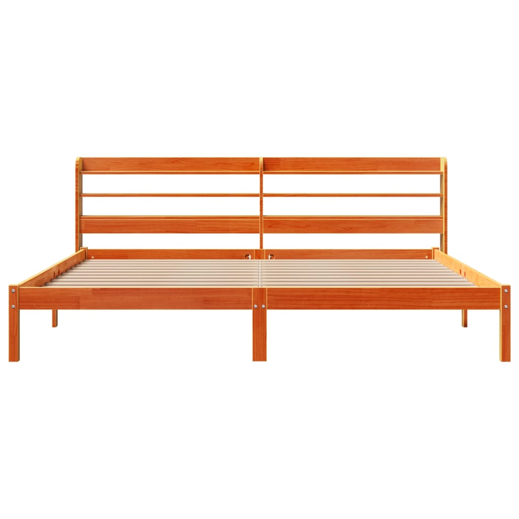 Cadre de lit et tête de lit sans matelas cire marron 200x200 cm - XIOS