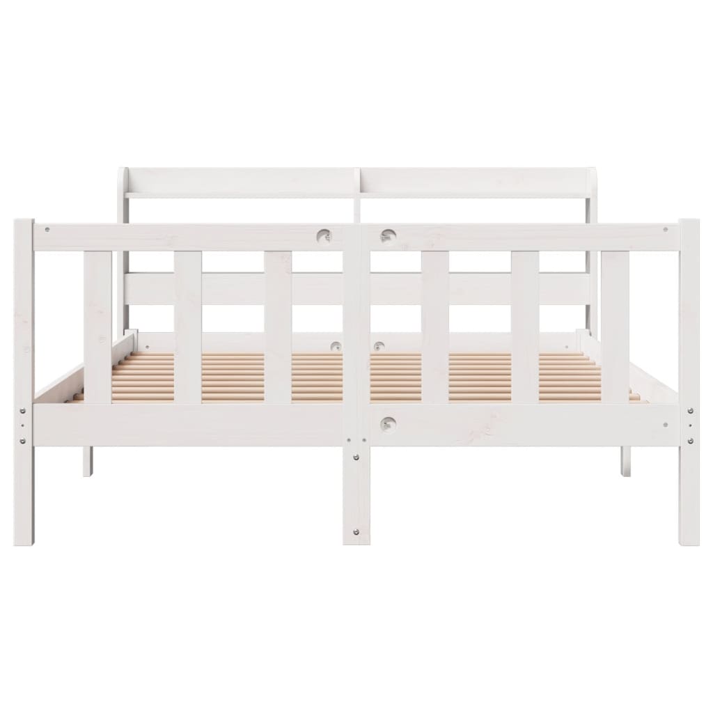 Cadre de lit sans matelas blanc 150x200 cm bois de pin massif - XIOS