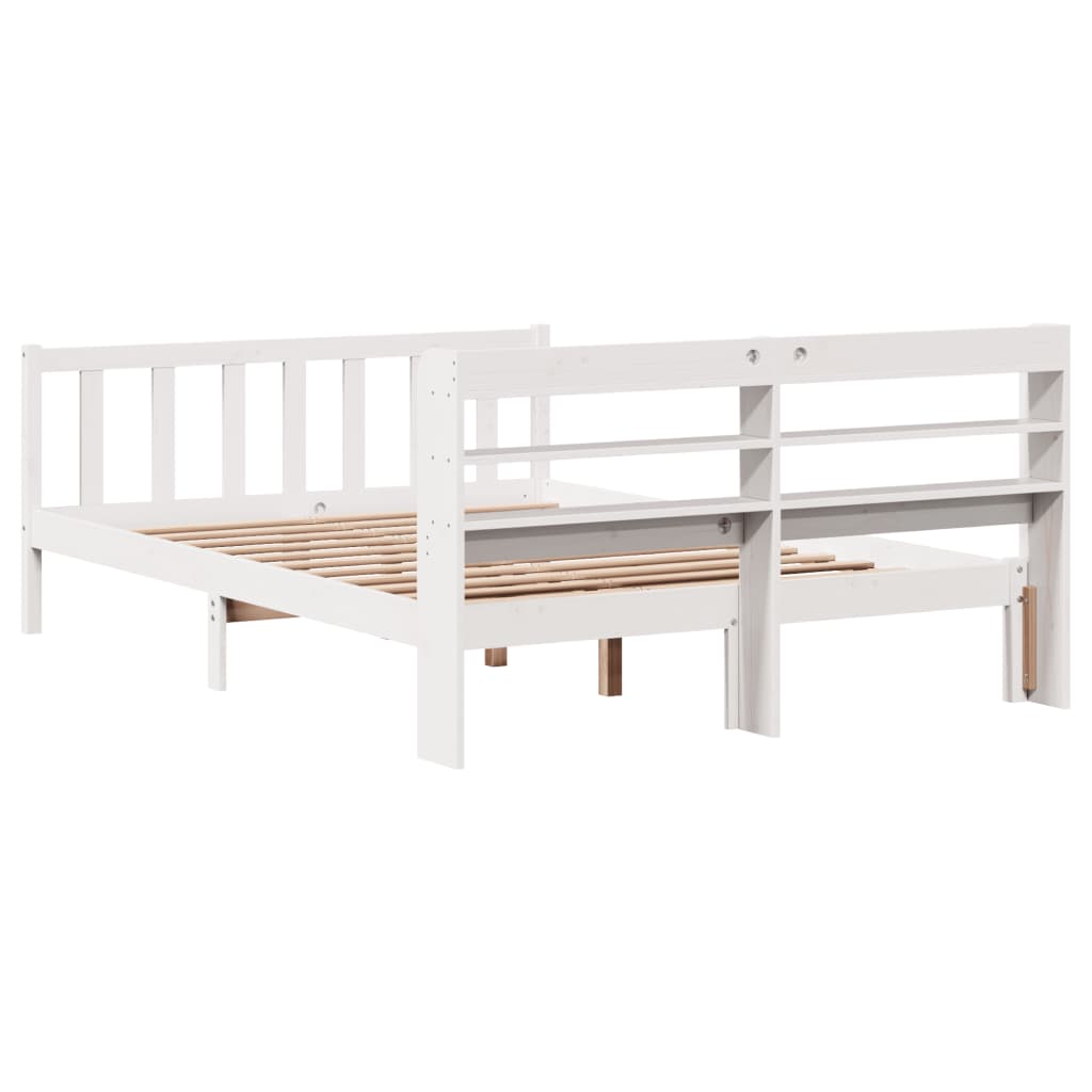 Cadre de lit sans matelas blanc 150x200 cm bois de pin massif - XIOS