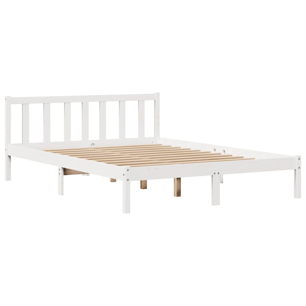 Cadre de lit sans matelas blanc 150x200 cm bois de pin massif - XIOS