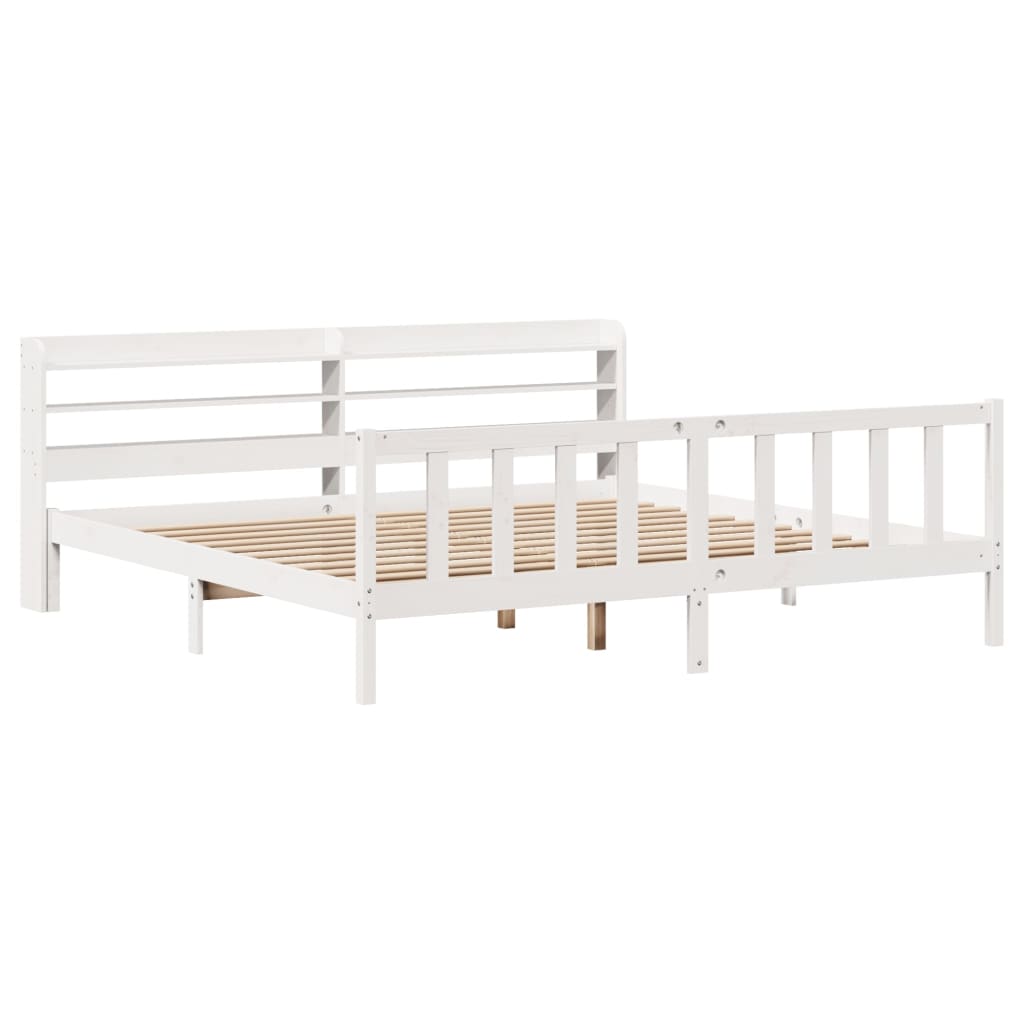 Cadre de lit sans matelas blanc 180x200 cm bois massif de pin - XIOS