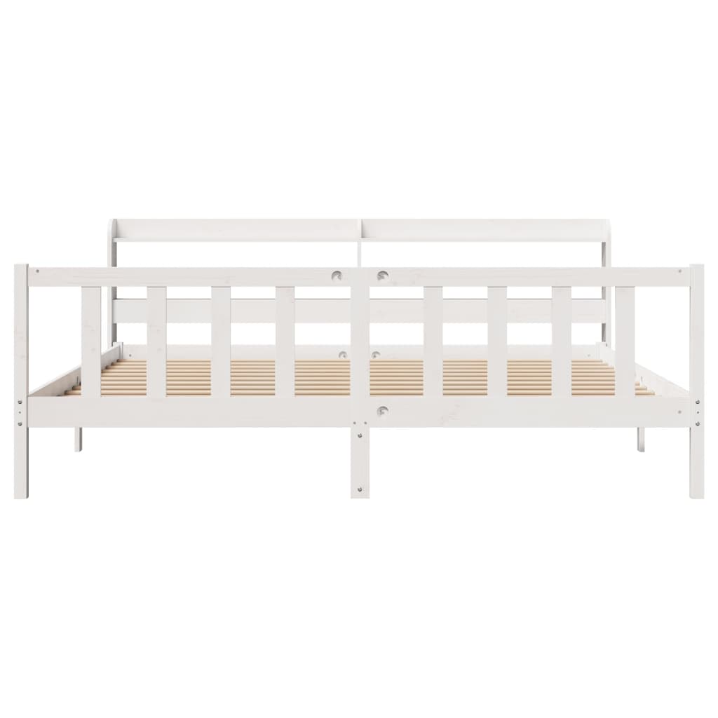 Cadre de lit sans matelas blanc 180x200 cm bois massif de pin - XIOS