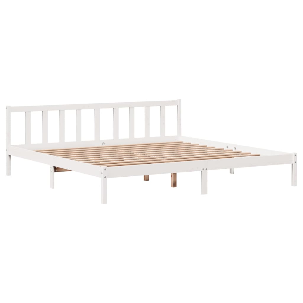 Cadre de lit sans matelas blanc 180x200 cm bois massif de pin - XIOS