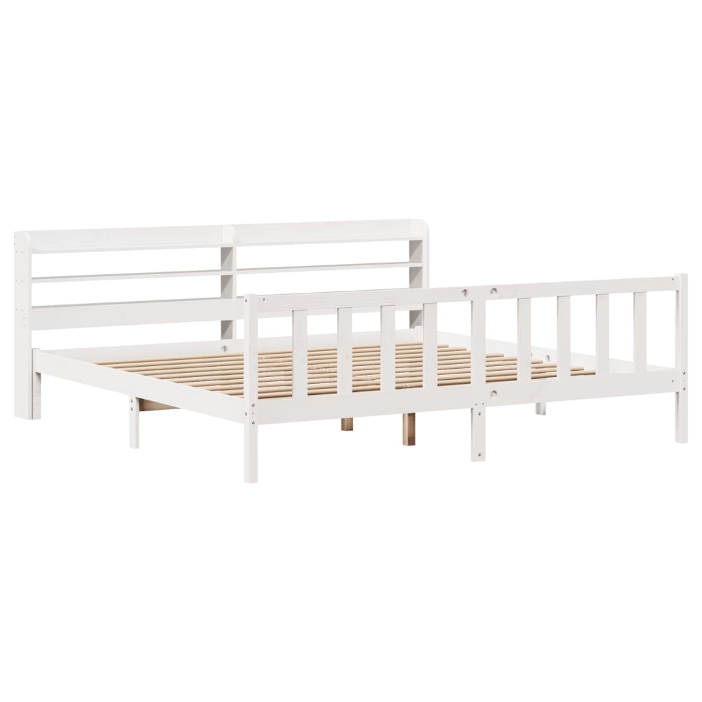 Cadre de lit sans matelas blanc 200x200 cm bois massif de pin - XIOS