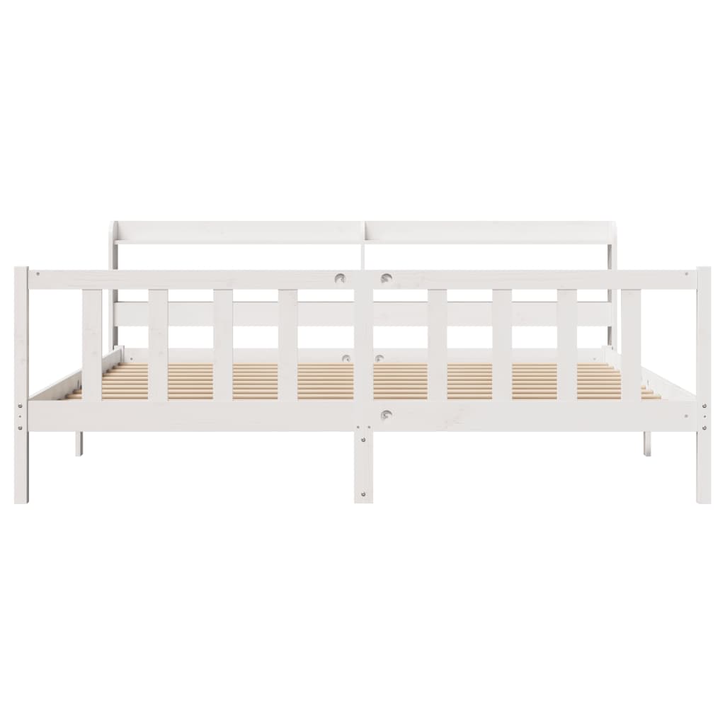 Cadre de lit sans matelas blanc 200x200 cm bois massif de pin - XIOS