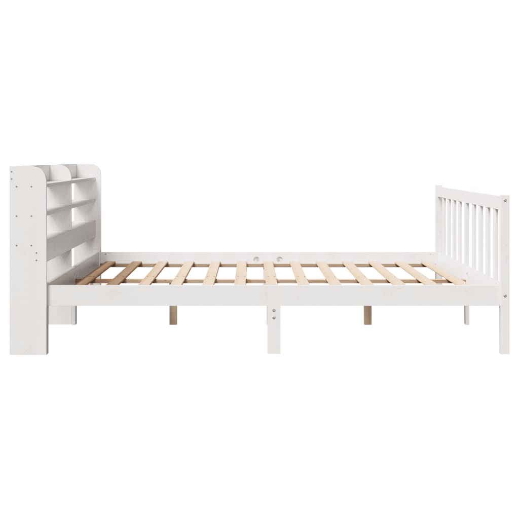 Cadre de lit sans matelas blanc 200x200 cm bois massif de pin - XIOS
