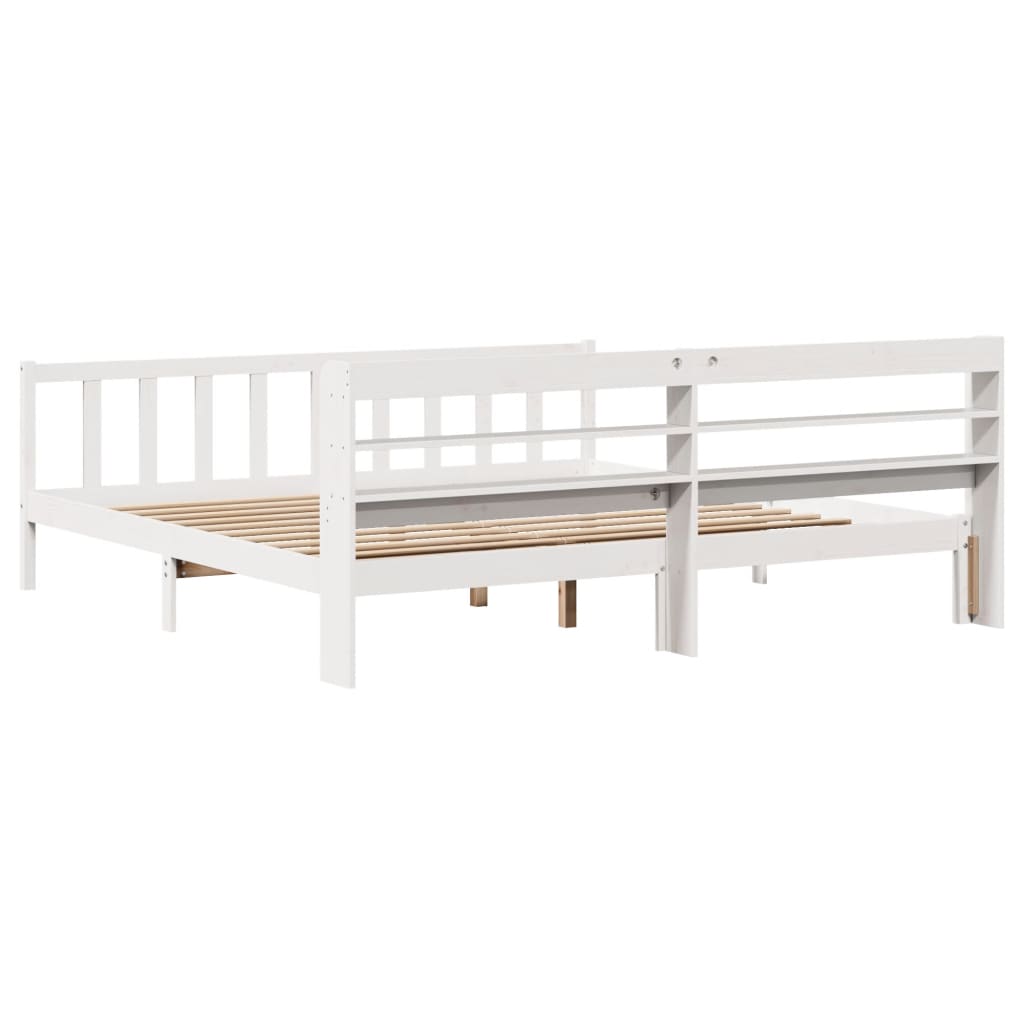 Cadre de lit sans matelas blanc 200x200 cm bois massif de pin - XIOS