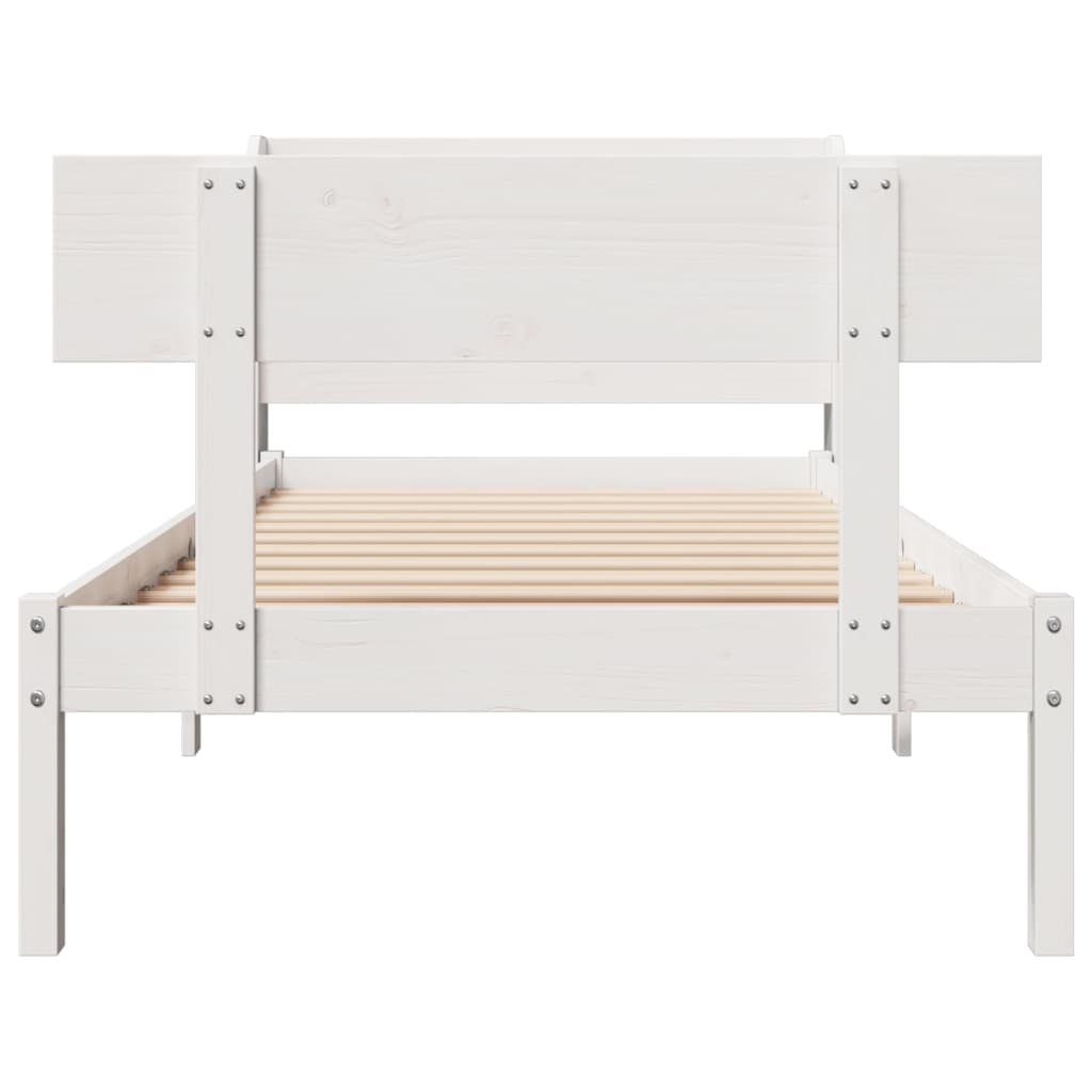 Cadre de lit sans matelas blanc 75x190 cm bois de pin massif - XIOS