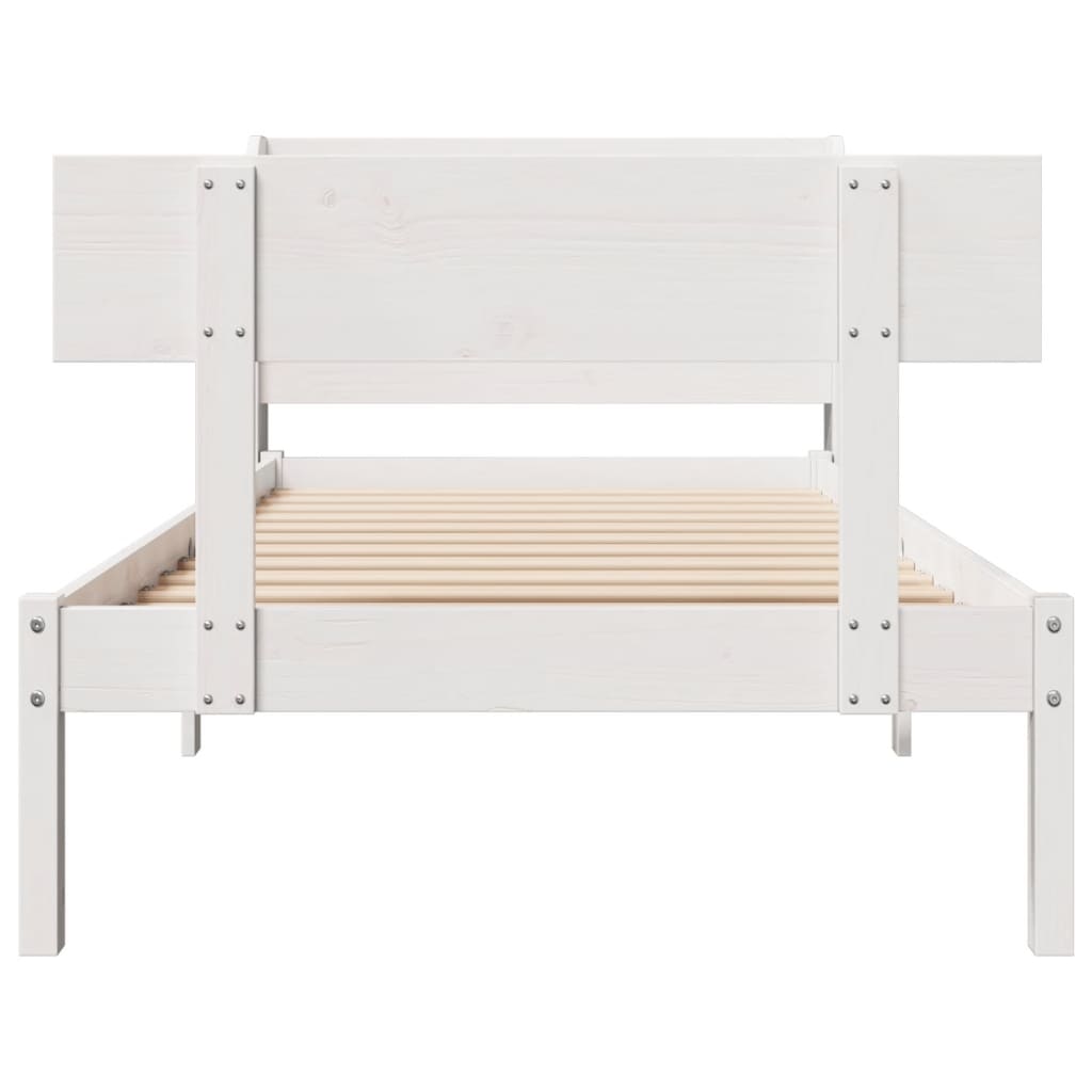Cadre de lit sans matelas blanc 90x200 cm bois de pin massif - XIOS