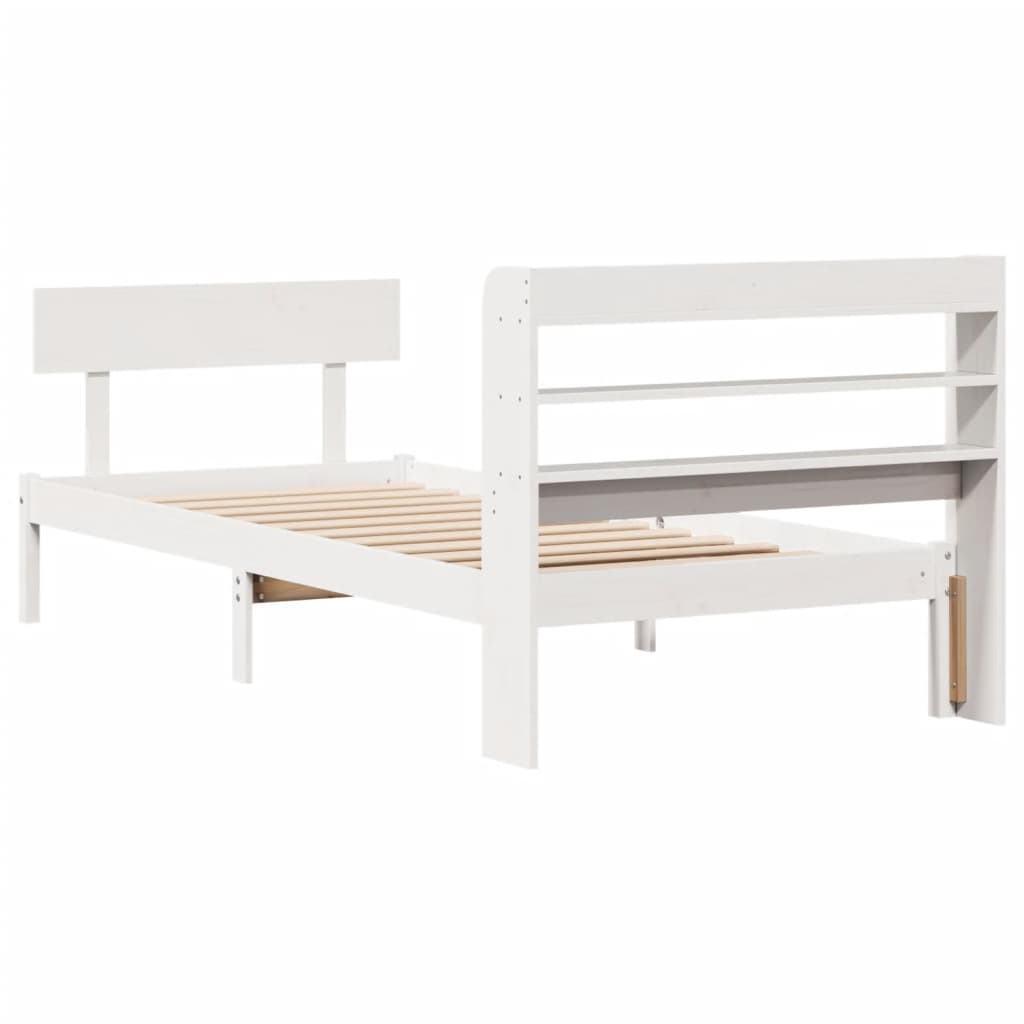 Cadre de lit sans matelas blanc 90x200 cm bois de pin massif - XIOS