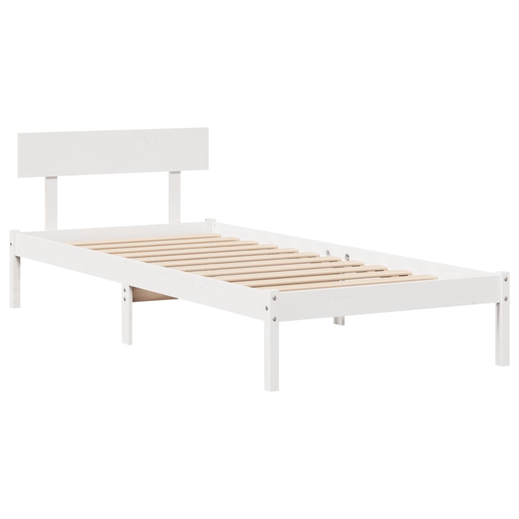 Cadre de lit sans matelas blanc 90x200 cm bois de pin massif - XIOS