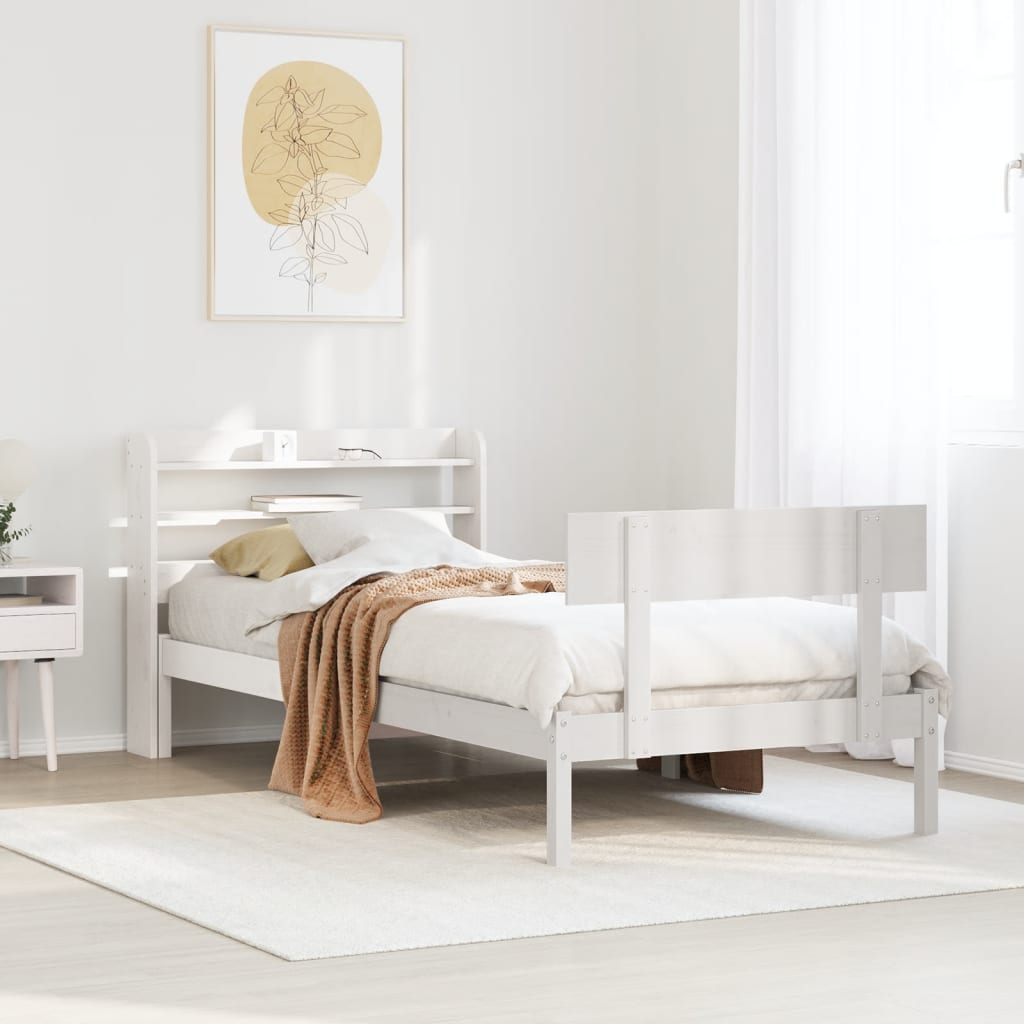 Cadre de lit sans matelas blanc 90x200 cm bois de pin massif - XIOS