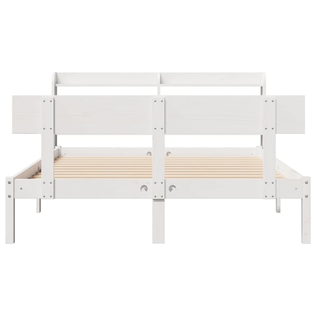 Cadre de lit sans matelas blanc 150x200 cm bois de pin massif - XIOS