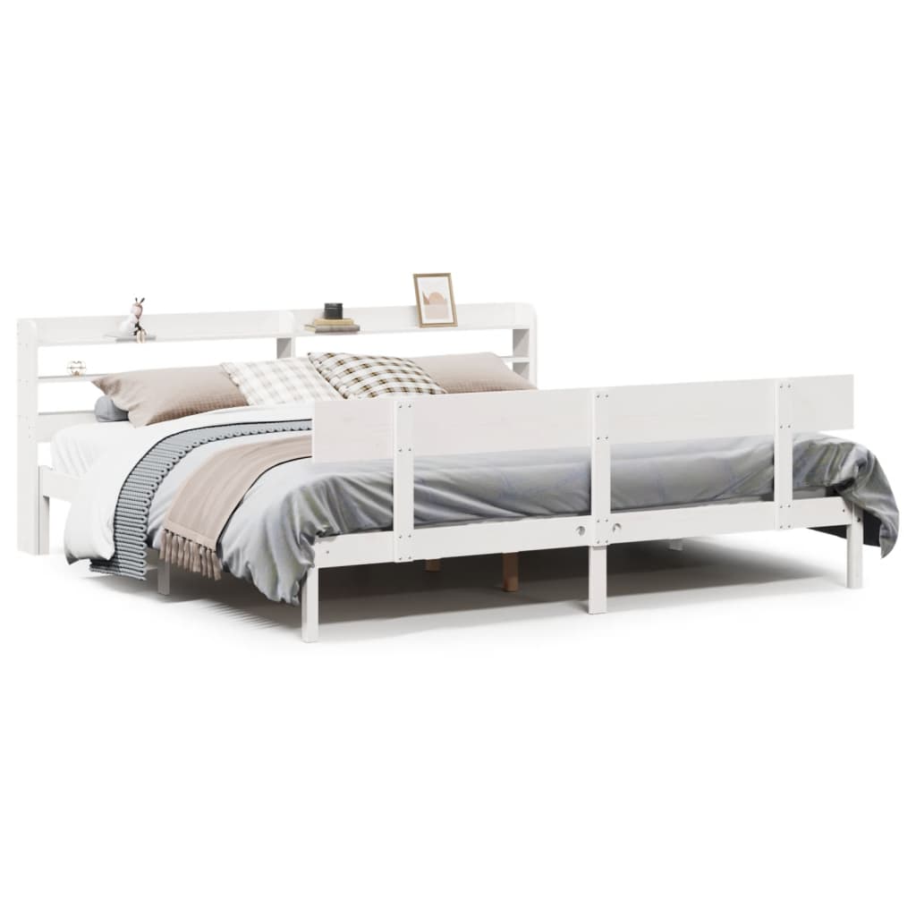 Cadre de lit sans matelas blanc 180x200 cm bois massif de pin - XIOS