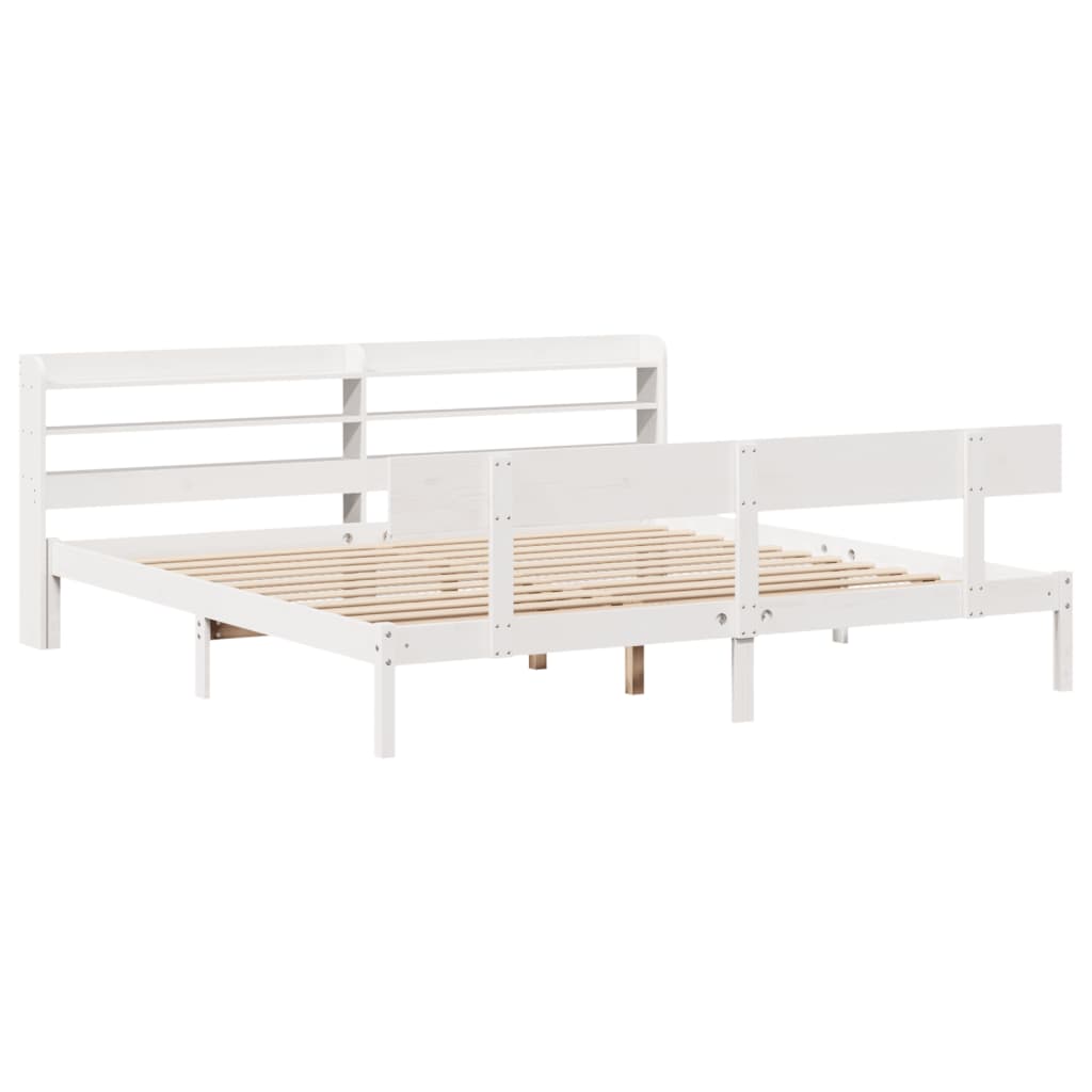 Cadre de lit sans matelas blanc 180x200 cm bois massif de pin - XIOS
