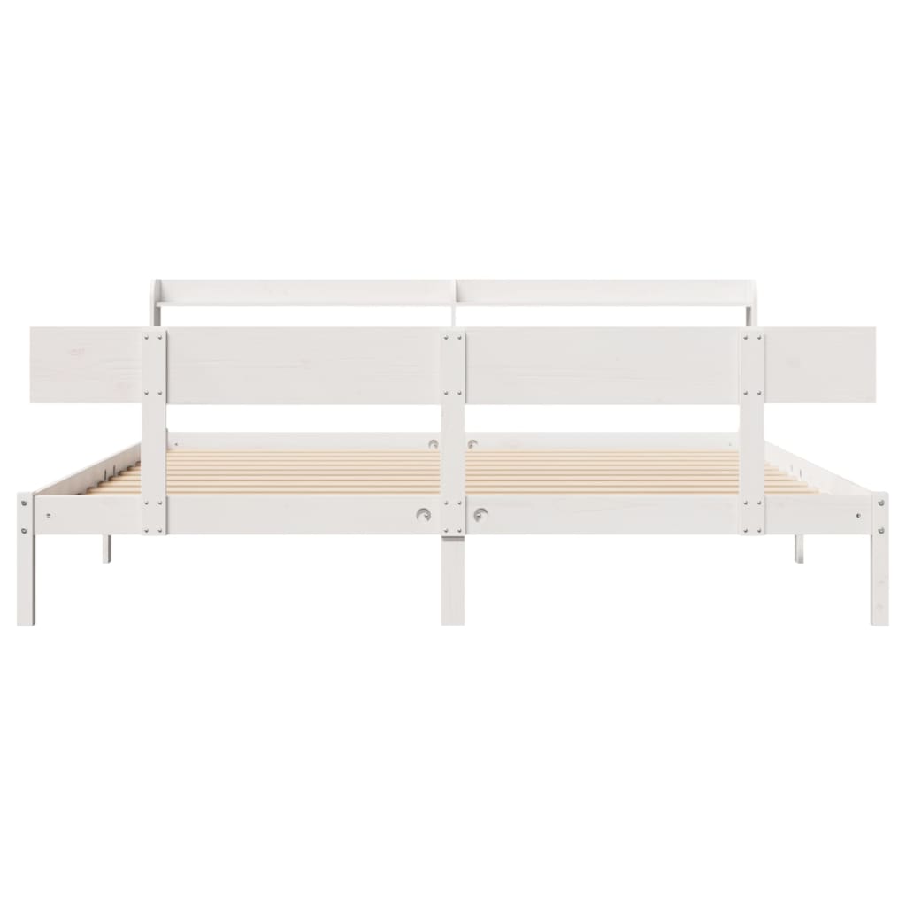 Cadre de lit sans matelas blanc 180x200 cm bois massif de pin - XIOS