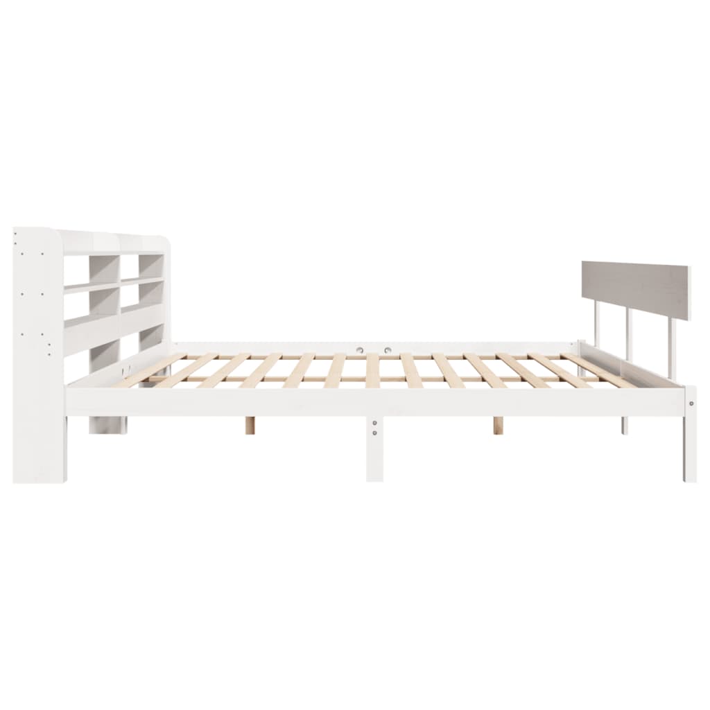 Cadre de lit sans matelas blanc 180x200 cm bois massif de pin - XIOS