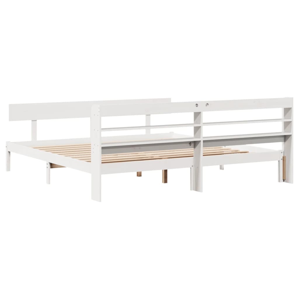 Cadre de lit sans matelas blanc 180x200 cm bois massif de pin - XIOS