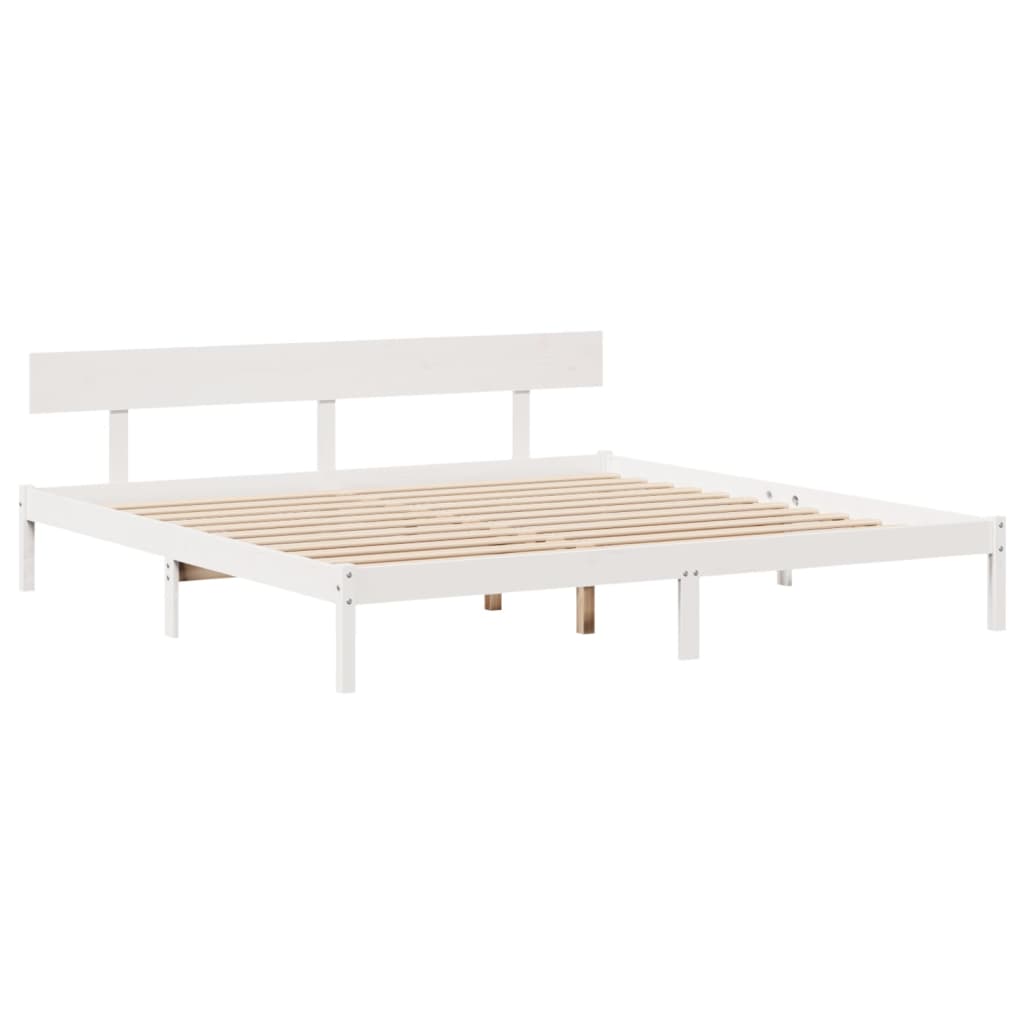 Cadre de lit sans matelas blanc 180x200 cm bois massif de pin - XIOS