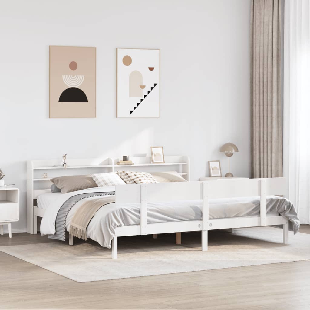 Cadre de lit sans matelas blanc 180x200 cm bois massif de pin - XIOS