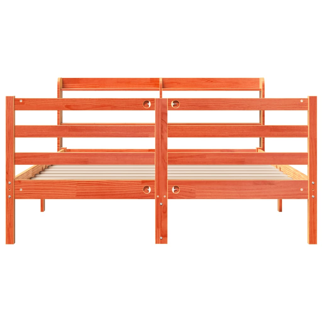 Cadre de lit sans matelas cire marron 150x200cm bois pin massif - XIOS