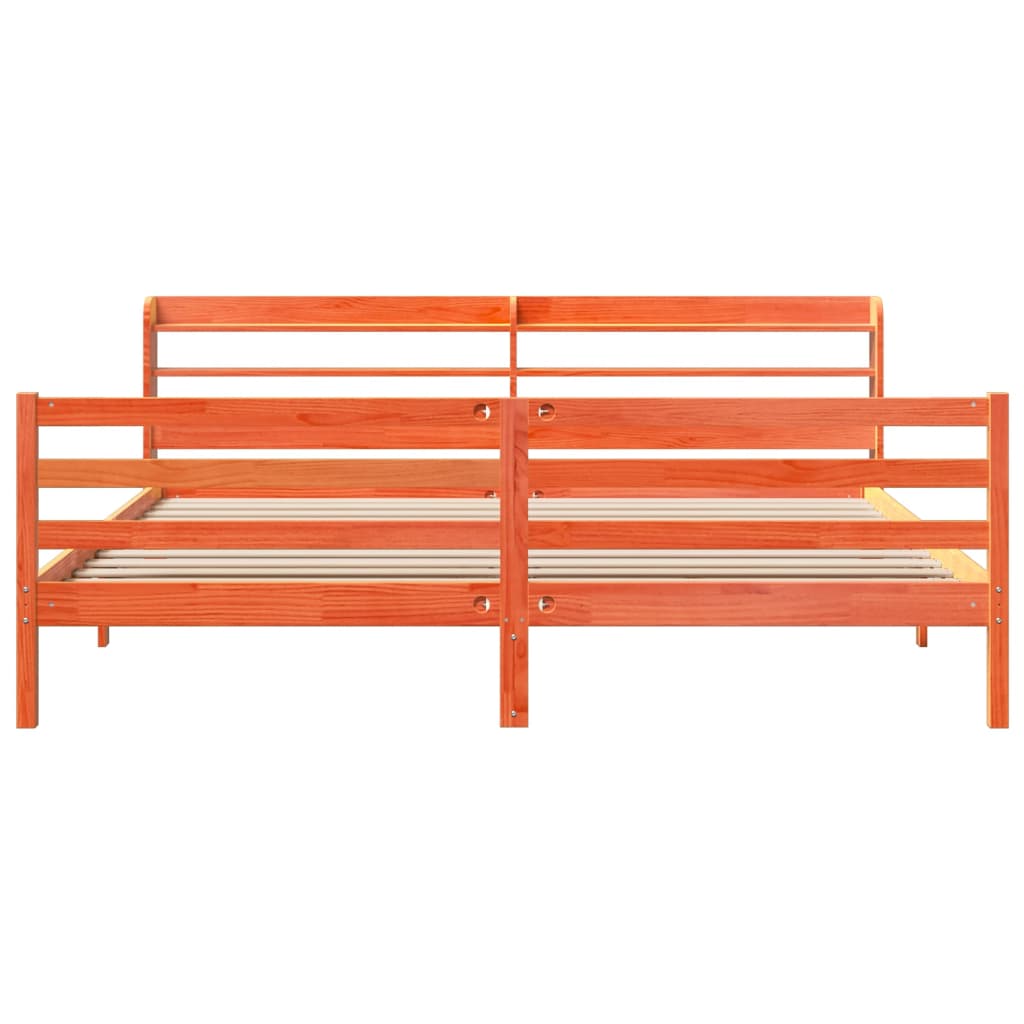 Cadre de lit sans matelas cire marron 180x200cm bois pin massif - XIOS