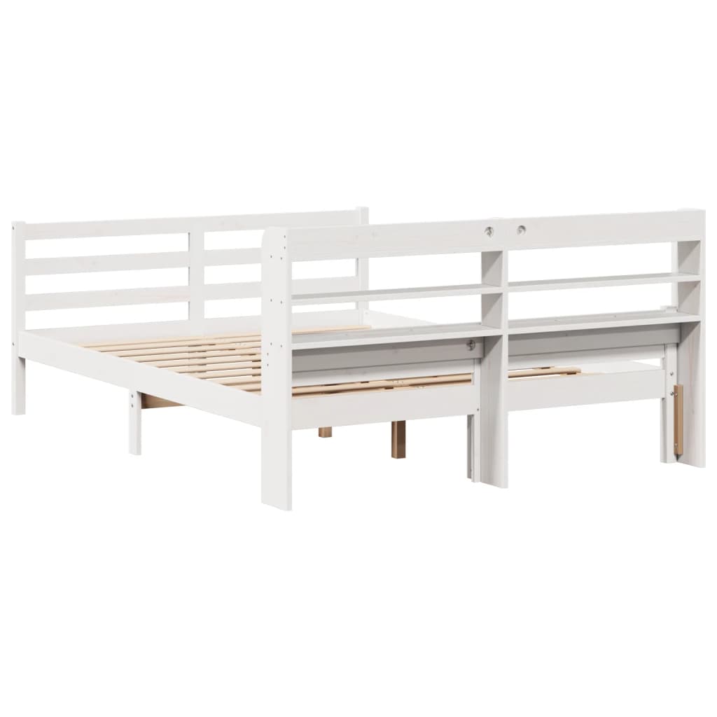 Cadre de lit et tête de lit sans matelas blanc 135x190 cm - XIOS