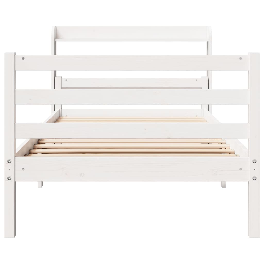 Cadre de lit avec tête de lit sans matelas blanc 100x200 cm - XIOS