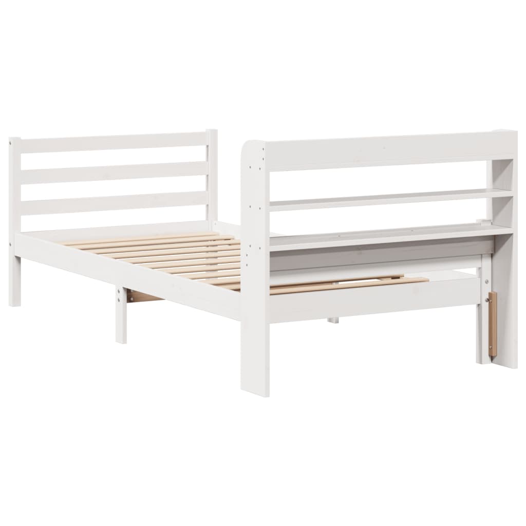 Cadre de lit avec tête de lit sans matelas blanc 100x200 cm - XIOS
